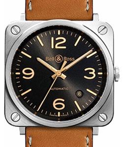 BR-S Golden Heritage 39mm Automatic in Steel on Brown Calfskin Strap with Black Dial