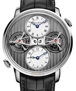 Instrument Collection in White Gold on Black Alligator Leather Strap with Opaline Dial