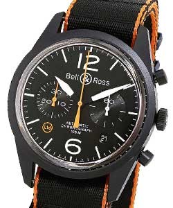 Vintage BR 126 Carbon Orange Chronograph in PVD Steel - Limited Edition on Black Nato Strap with Black Dial