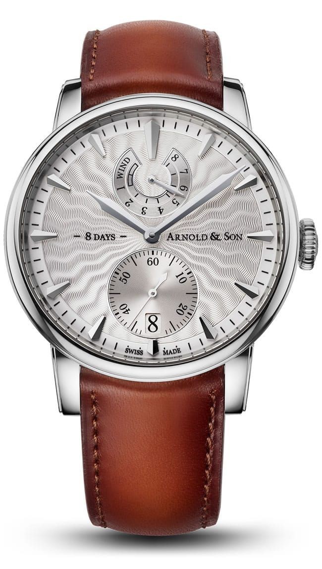 Eight Day Royal Navy in Steel on Brown Calf Leather Strap with Silver Guilloche Polished Lacquer Dial