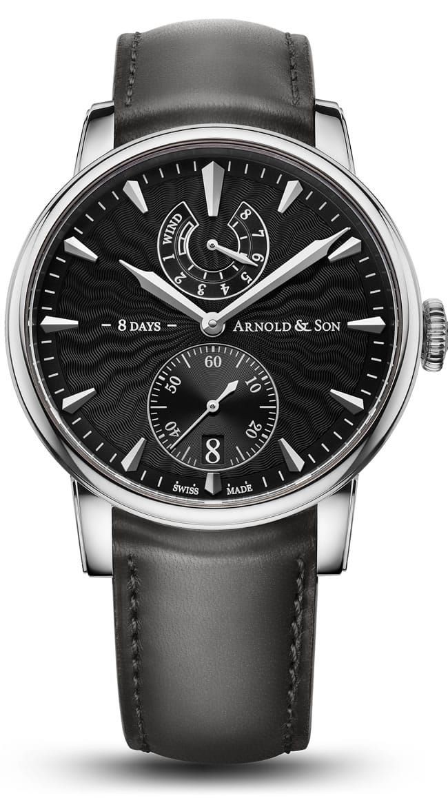 Eight Day Royal Navy in Steel on Black Calf Leather Strap with Black Guilloche Polished Lacquer Dial