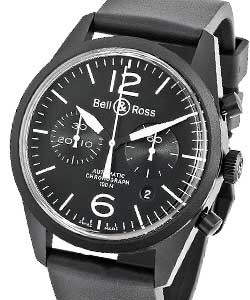 Vintage BR 126 Original Chronograph in Steel on Black Rubber Strap with Black Dial