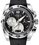 Pershing 005 Chronograph Automatic 45mm in Steel On Black Rubber Strap with Black Dial