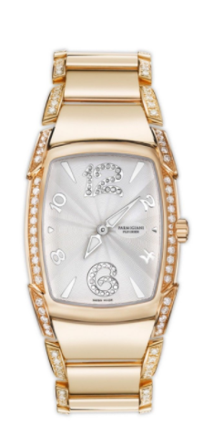 Kalpa Donna 34.8mm in Rose Gold with Diamond Bezel on Rose Gold Diamond Bracelet with Ivory Sunray Diamond Dial