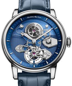 Tes Blue Tourbillon in White Gold on Blue Alligator Leather Strap with Blue Open Dial