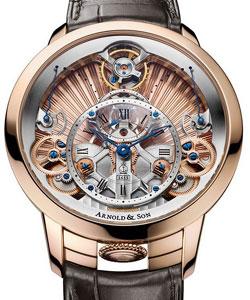 Time Pyramid Series 44.6mm in Rose Gold on Brown Crocodile Leather Strap with Skeletonized Dial