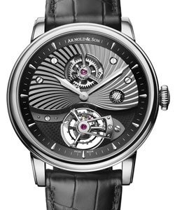 Royal Collection TE8 in White Gold on Black Alligator Leather Strap with Black Openworked Dial