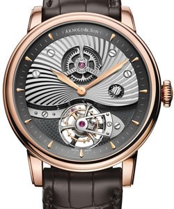 Royal Collection TE8 44mm  in Rose Gold on Brown Alligator Leather Strap with Gray Dial