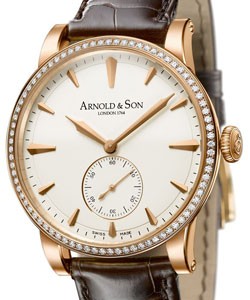 HMS1 40mm in Rose Gold with Diamond Bezel on Brown Alligator Leather Strap with Cream-Toned Dial