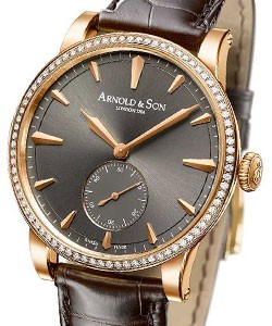 HMS1 40mm Automatic in in Rose Gold with Diamonds Bezel on Brown Alligator Leather Strap with Gray Marvelous Anthracite Dial
