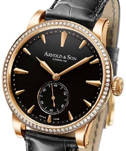 HMS1 40mm in Rose Gold with Diamonds Bezel on Black Alligator Leather Strap with Black Dial