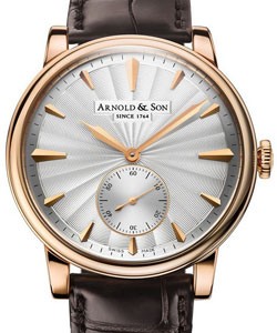 HMS1 40mm in Rose Gold on Brown Alligator Leather Strap with Silver Guilloche Dial