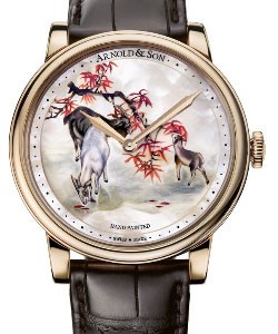 HM Goats 40mm in Rose Gold on Brown Alligator Leather Strap with White MOP Dial