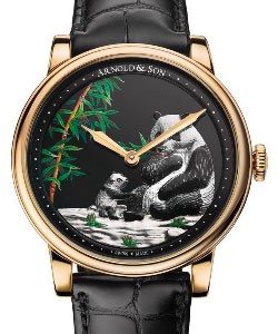 HM Pandas 40mm in Rose Gold on Black Alligator Leather Strap with Black Lacquired Dial