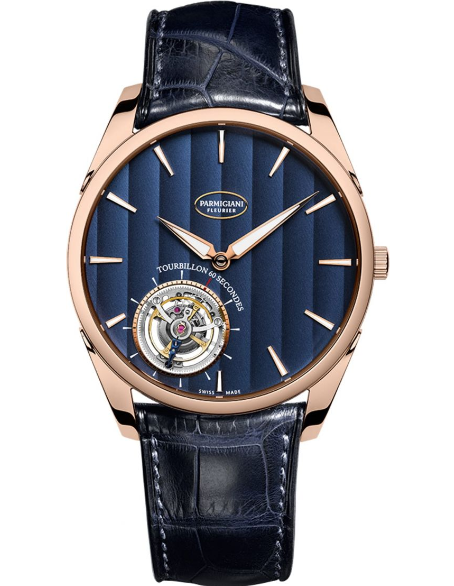 Tonda 1950 Tourbillon 40mm Automatic in Rose Gold on Blue Alligator Leather Strap with Abyss Blue Dial