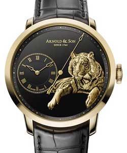 TB Tiger in Rose Gold on Black Alligator Leather Strap with Luxirious Black Dial