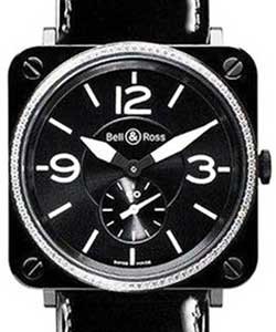 BR-S Instrument in Black Ceramic with Dimaond Bezel on Black Leather Strap with Black Dial