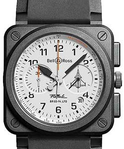 BR 03-94 Rafale Chronograph in Black Ceramic - Limited Edition on Black Rubber Strap with Grey Dial