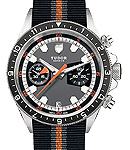 Heritage Chrono in Steel with Black Bezel on Black Fabric Strap with Grey and Black Dial