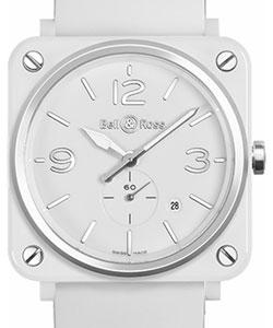 BR-S White 39mm Quartz in White Ceramic and Steel on White Rubber Strap with White Dial