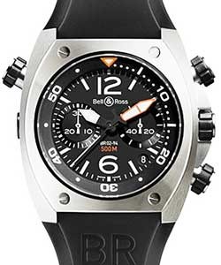 Marine BR 02-94 Chronograph in Steel on Black Rubber Strap with Black Dial