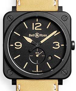BR-S Heritage in Black Ceramic with Steel on Beige Calfskin Leather Strap with Back Dial