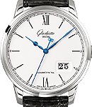 Senator Panorama Date 40mm in Steel On Black Crocodile Leather Strap with Varnish Silver Graine Dial