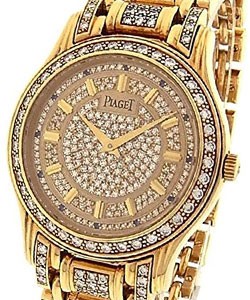 Polo 33mm in Yellow Gold with Diamond Bezel on Yellow Gold Diamonds Braclet  with Yellow Gold Diamonds Paved Dial