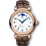 Da Vinci Moonphase 36mm Automatic in Rose Gold on Brown Alligator Leather Strap with Silver Dial
