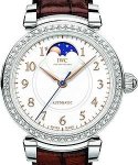 Da Vinci Moonphase 36mm Automatic in Steel with Diamond Bezel on Brown Alligator Leather Strap with Silver Dial