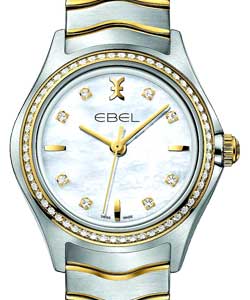 Classic Wave in Steel with Yellow Gold Diamond Bezel on Steel and Yellow Gold Bracelet with Mother of Pearl Diamond Dial