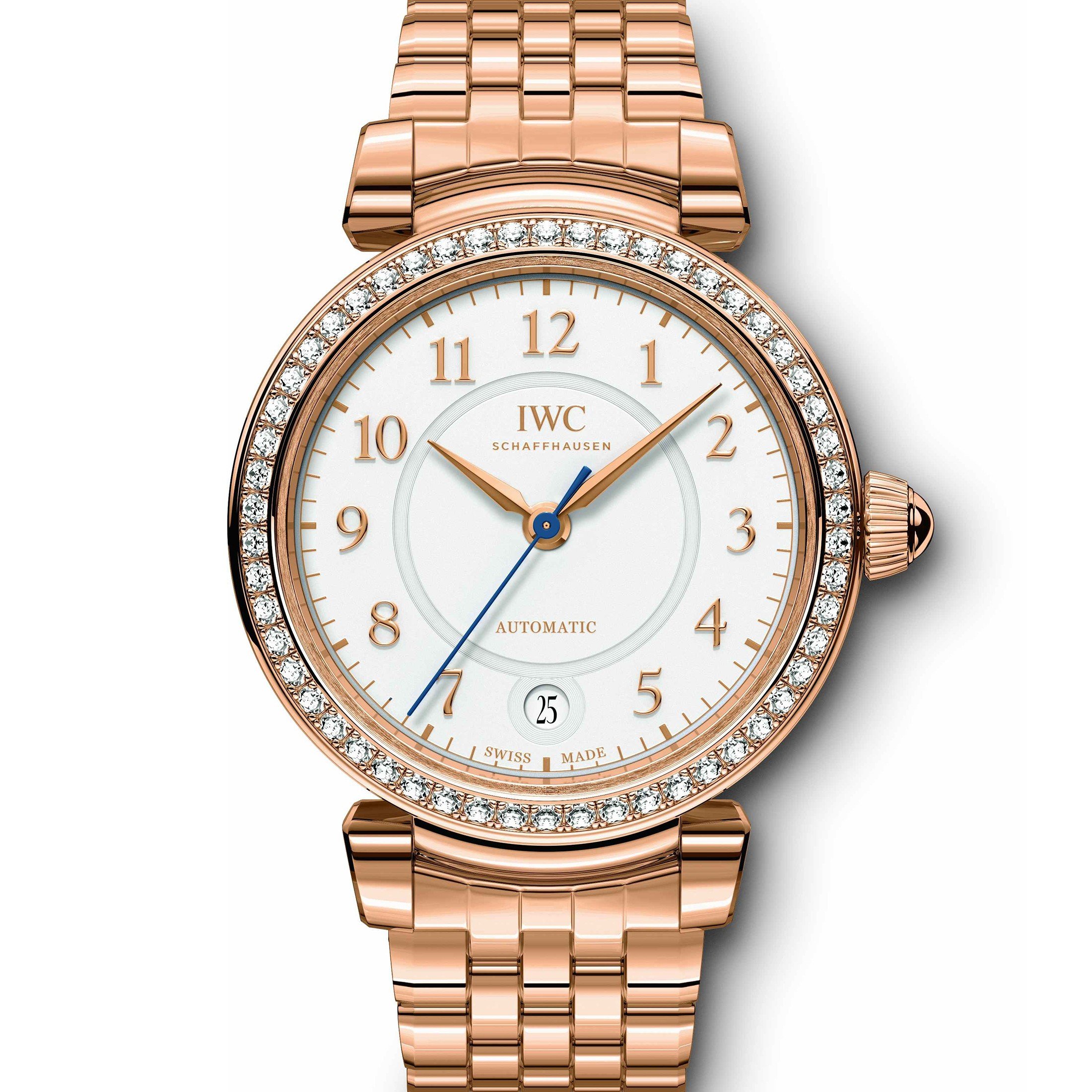 Da Vinci 36mm Automatic in Rose Gold with Diamond Bezel on Rose Gold Bracelet with Silver Dial