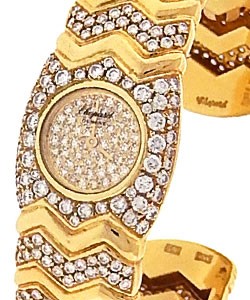 Happy Diamonds in Yellow Gold with Diamond Bezel on Yellow Gold Diamond Bracelet with Pave Diamond Dial