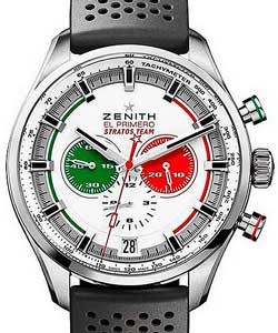 El Primero Chronomaster Sports Stratos 45mm in Steel on Black Rubber Strap with White Stick Dial