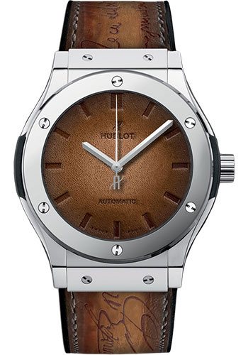 Classic Fusion Berluti Scritto 45mm in Platinum - Limited to 100 Pieces On Brown Genuine Berlutipatinated Venezia Strap with Brown Berlutipatinated Venezia Dial