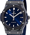 Classic Fusion 45mm Automatic in Black Ceramic on Blue Alligator Leather Strap with Blue Sunbrust Stick Dial