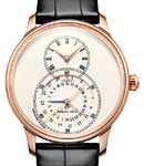 Grande Seconde Dual Time 43mm in Rose Gold on Black Leather Strap with Ivory Enamel Dial