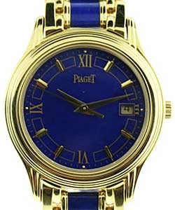 Polo in Yellow Gold on Yellow Gold Lapis Lazuli Bracelet with Blue Dial