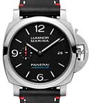 PAM 732 - Marina 1950 44mm in Steel on Black Calfskin Strap with Black Dial