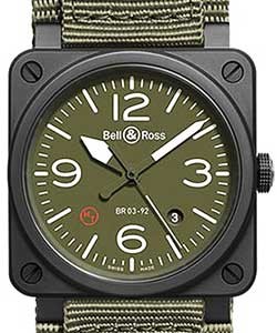 BR 03-92 Military in Black Ceramic on Khakhi Canvas Strap with Khakhi Dial