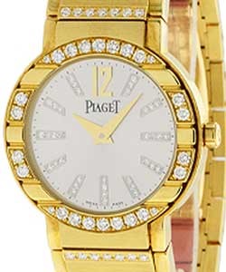 Polo Lady's 28mm in Yellow Gold with Diamond Bezel on Yellow Gold Diamond Bracelet with Silver Diamond Hour Markers Dial