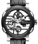 Sky Lab 48 Speed Metal in Stainless Steel and PVD on Black Alligator Leather Strap with Skeleton Dial