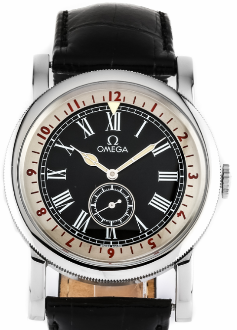 1938 Pilot 40mm in Steel on Black Leather Strap with Black with White Roman Dial
