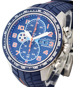 Silverstone RS Racing in Black PVD Steel with Blue Bezel on Blue and Orange Rubber Strap with Blue Dial  - Orange Accent