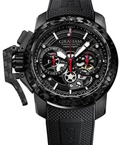 Chronofighter Superlight 47mm in Black Carbon Composite on Black Clous de Paris Rubber Strap with Black Skeletonized Dial