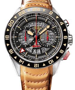 Silverstone RS GMT Chronograph in Steel with Ceramic Bezel on Beige Calfskin Leather Strap with Black Skeleton Dial