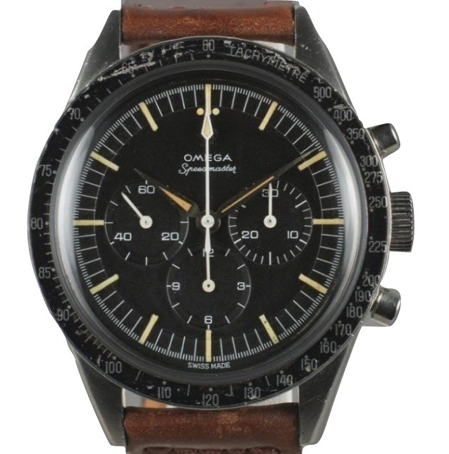 Speedmaster Second Generation in Steel on Brown Calfskin Leather Strap with Black Dial