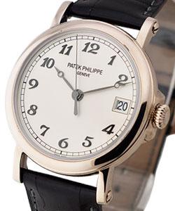 Calatrava 5153g 38mm in White Gold - London Edition on Strap with Silver Arabic Dial