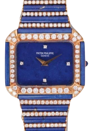 Vintage 4399 in Yellow Gold with Diamond Bezel On Blue Lapis Lazulii Diamond Bracelet with Blue Lapis Diamond Dial