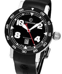 Time Master Date 44mm Automatic in Steel with DLC-Coated Bezel on Black Rubber Strap with Galvanic Black Dial